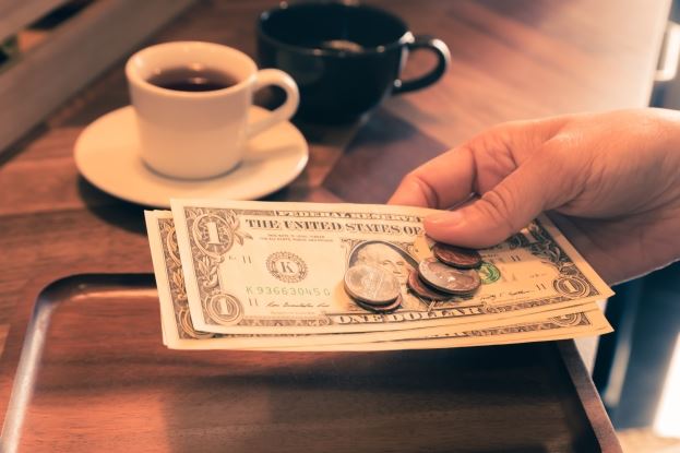 image of someone holding change