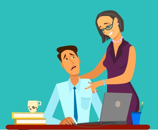cartoon of a man and woman talking
