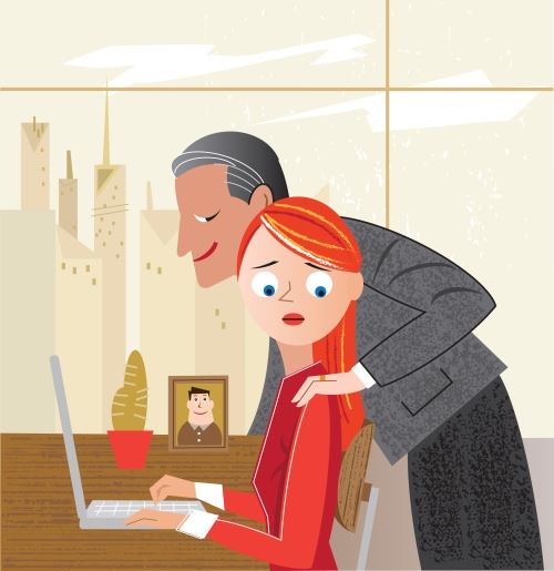 cartoon of workplace harassment 